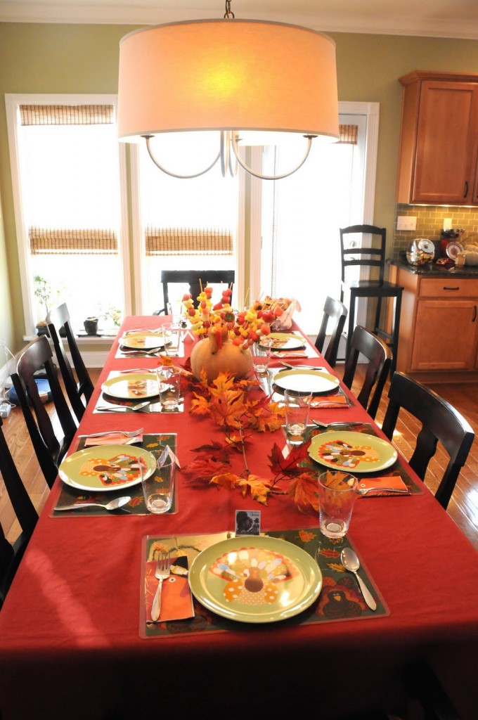 modern dining room set up with thanksgiving theme