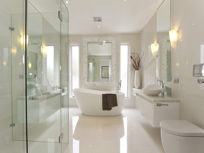 all white modern bathroom