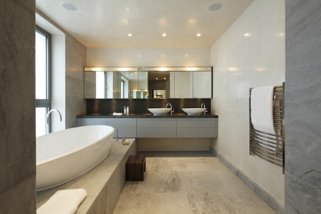 modern bathroom with double sink