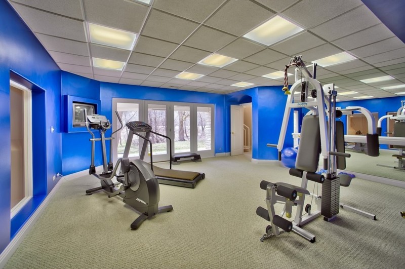 all blue home gym