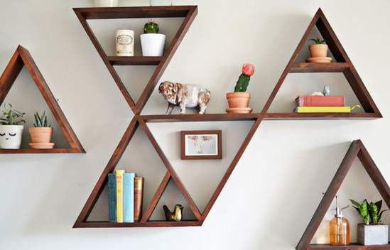 triangle floating shelves