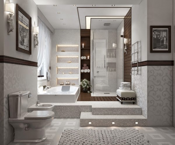 modern bathroom with two levels