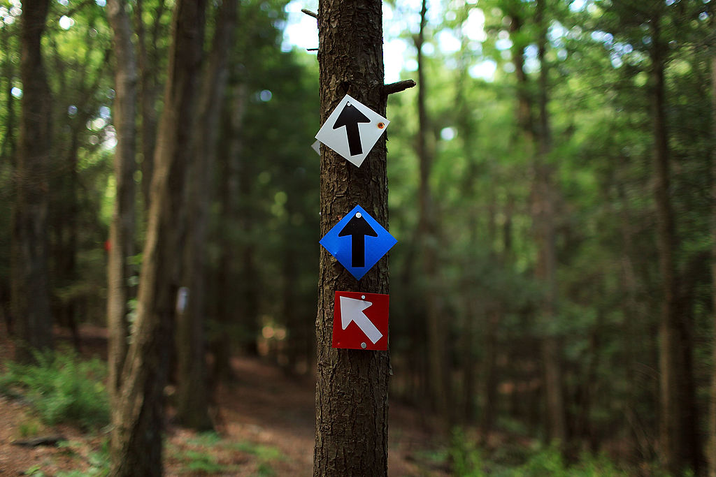 Hiking signs in the forest