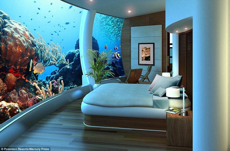 room with aquarium 