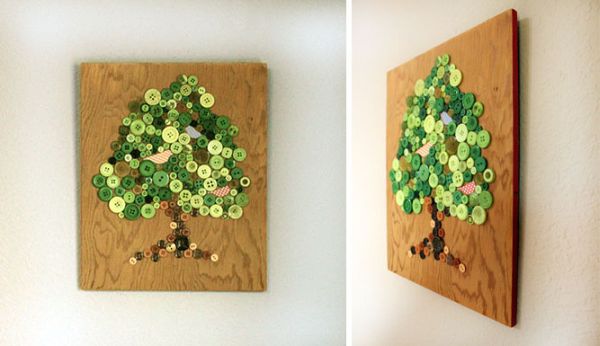 DIY Wall art button tree