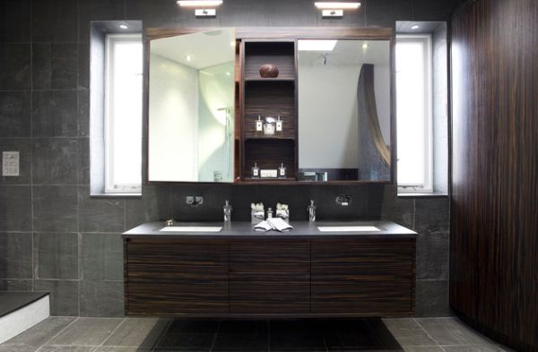 luxury bathroom with floating style sink