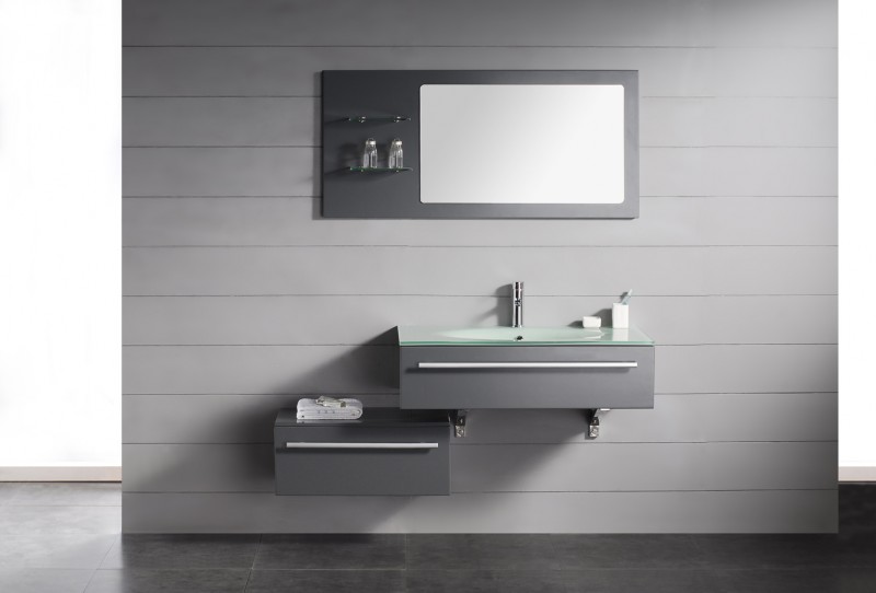 floating bathroom sink with mirror