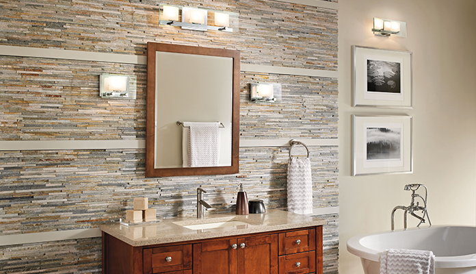 modern bathroom design with stone walls