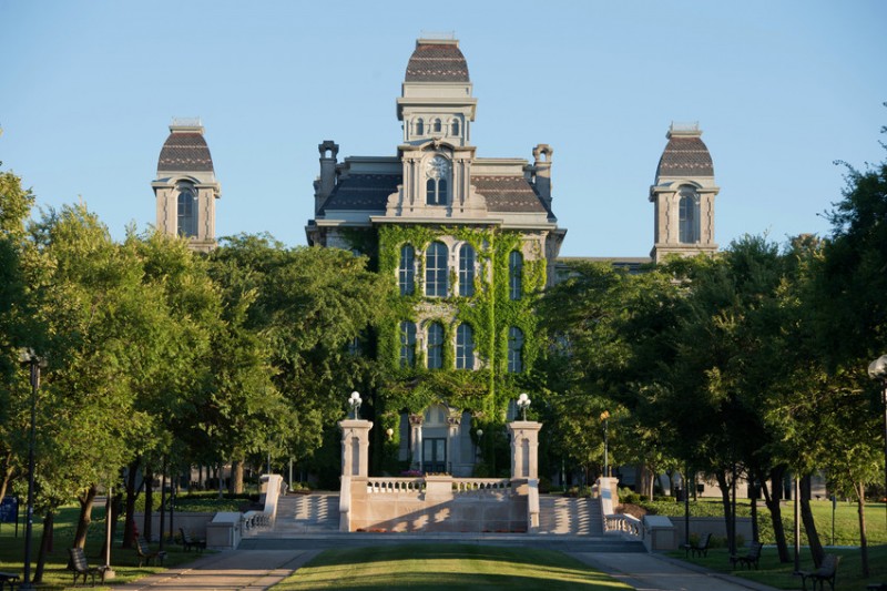 HL Hall Of Languages Front Wall Exterior Spring Summer Campus Scenes