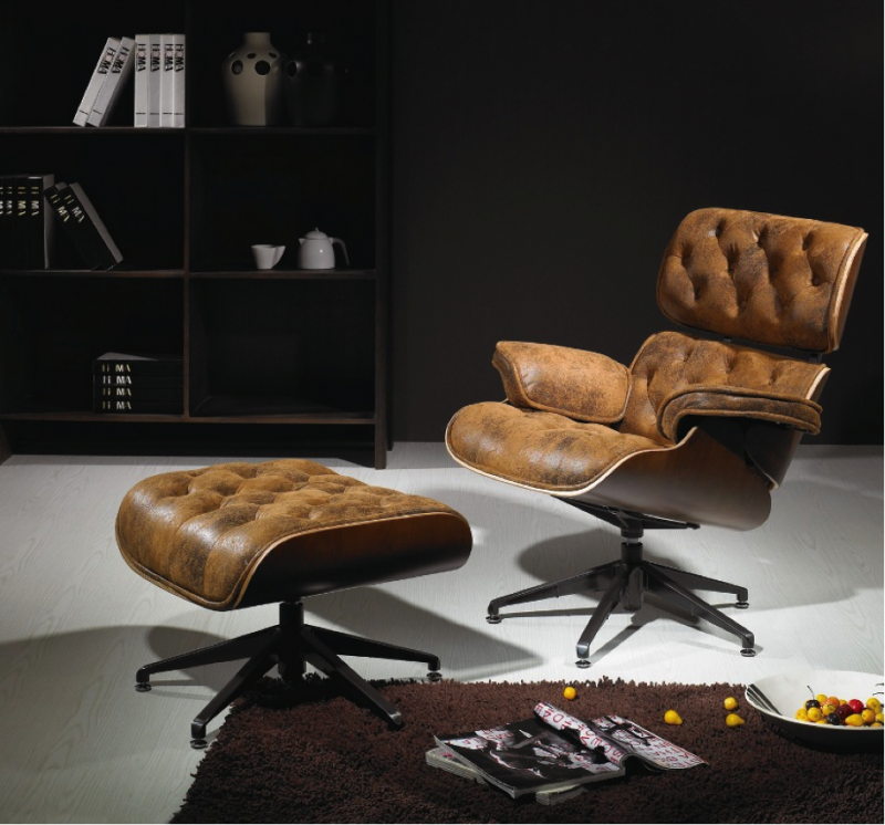 leather chair and ottoman