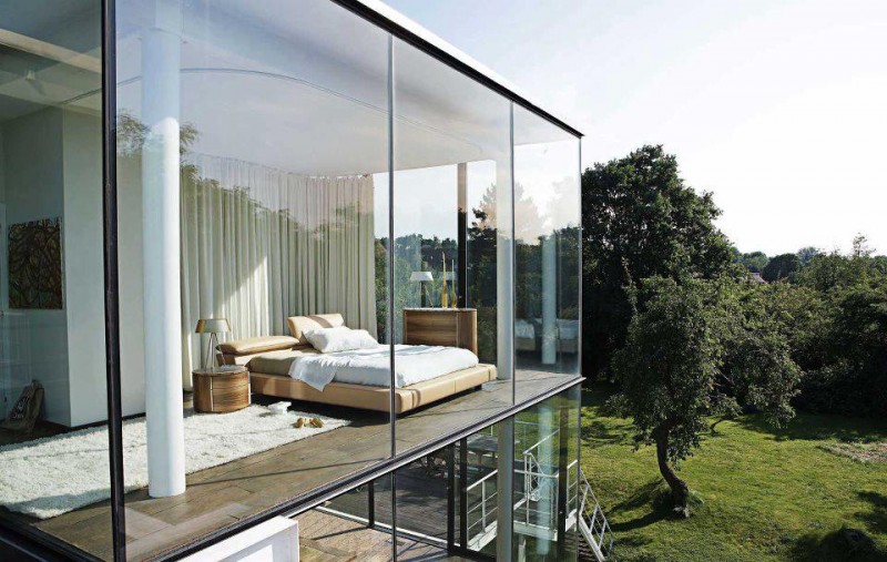 bedroom encased in glass