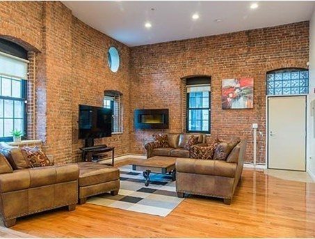 sitting area with brown furniture