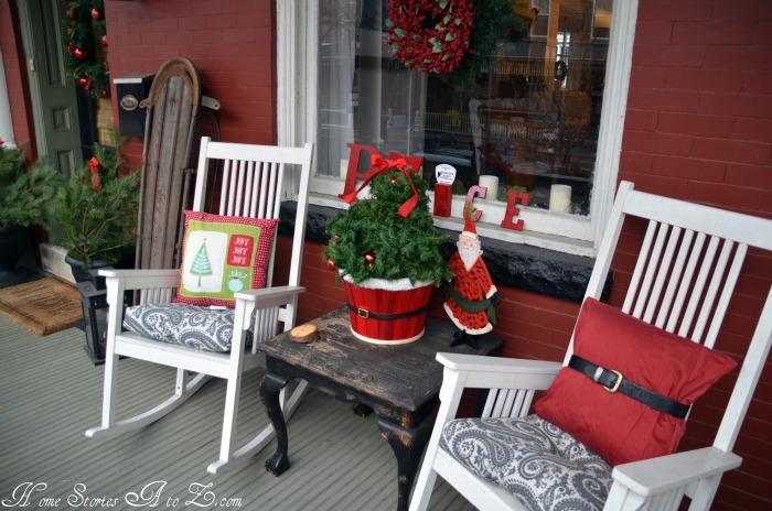 porch with christmas decorations