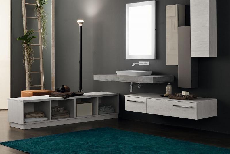 floating bathroom sink with storage