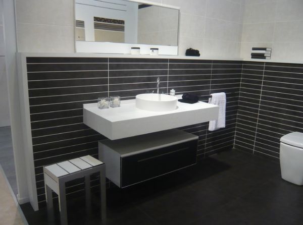 bathroom with large floating sink