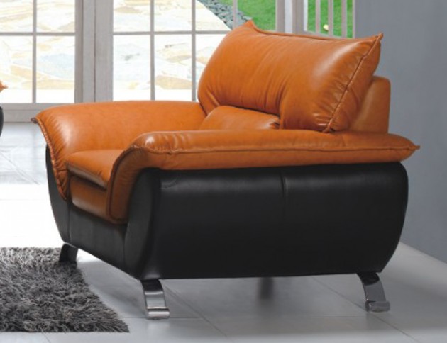 orange and black leather chair