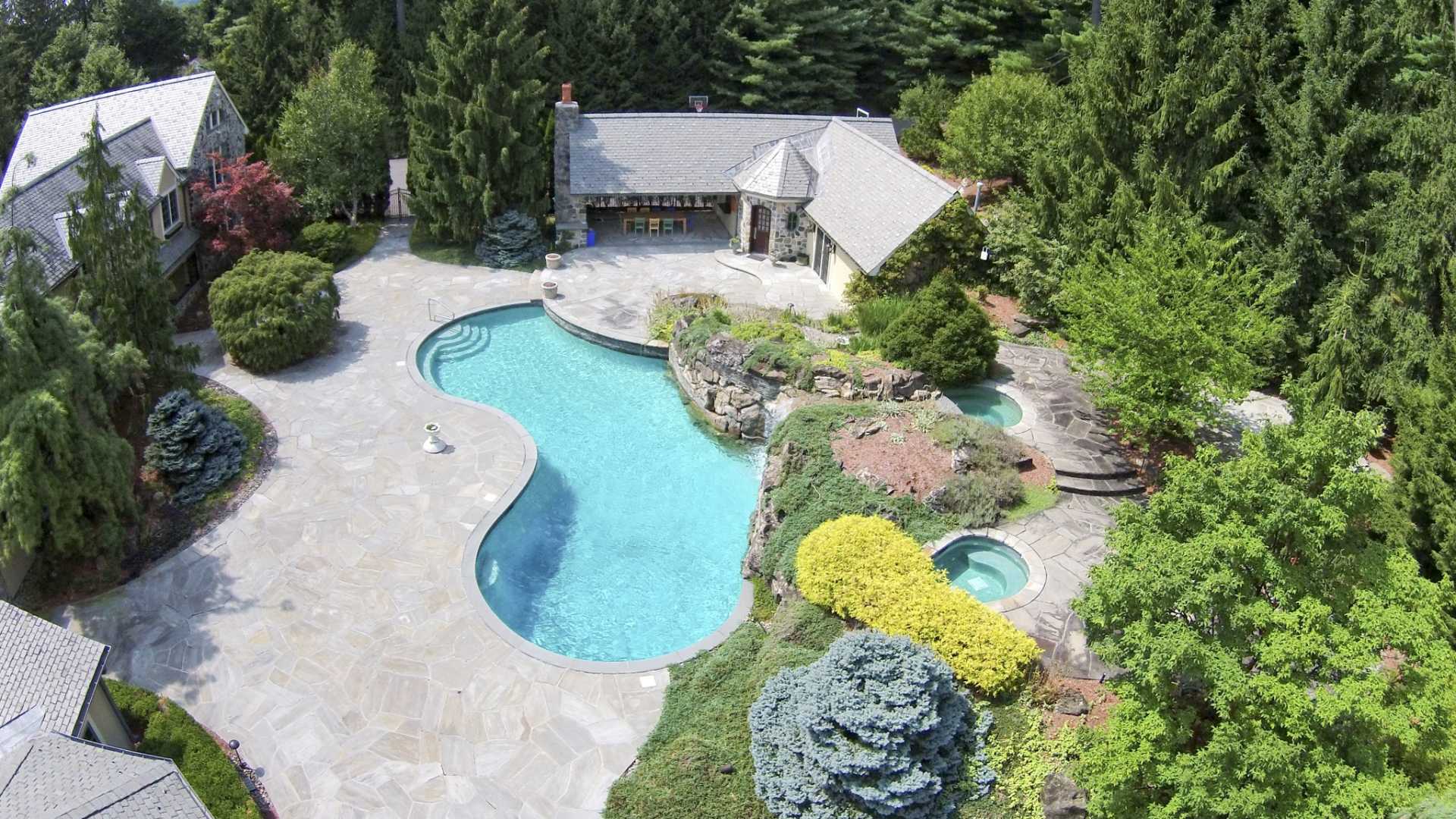 large backyard swimming pool