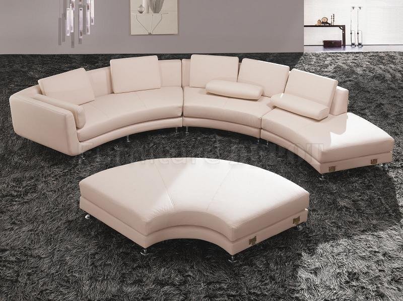 4 Piece Beige Leather Modular Sectional Sofa