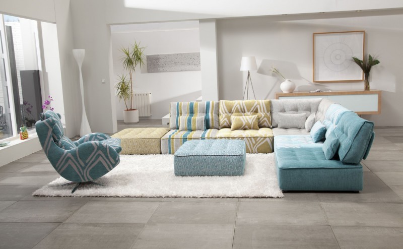 multi colored modular sectional sofa