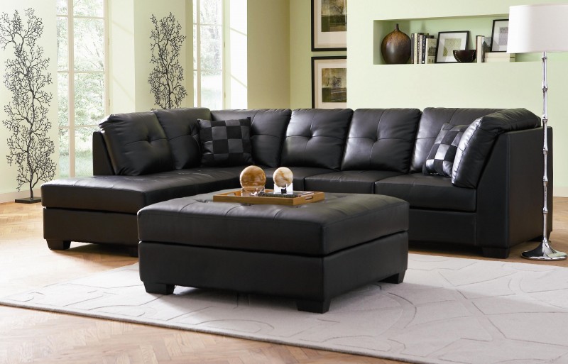 classic black leather sofa