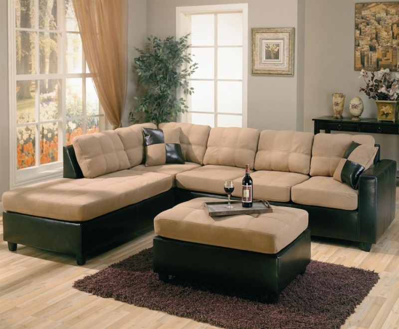 green and tan sectional sofa