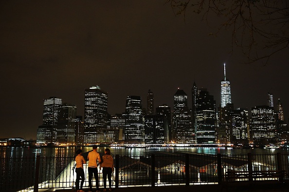 The Manhattan skyline is viewed from Brooklyn 