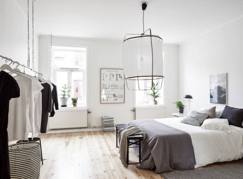 all white minimalist bedroom design