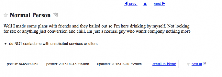 normal person craigslist ad