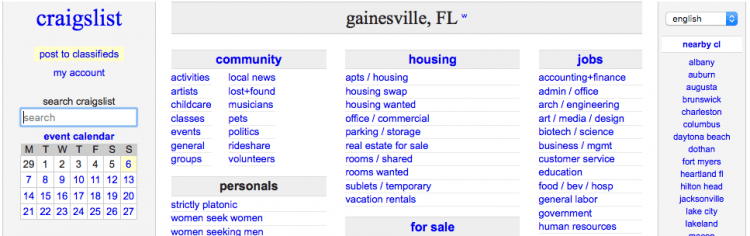 craigslist gainesville main page