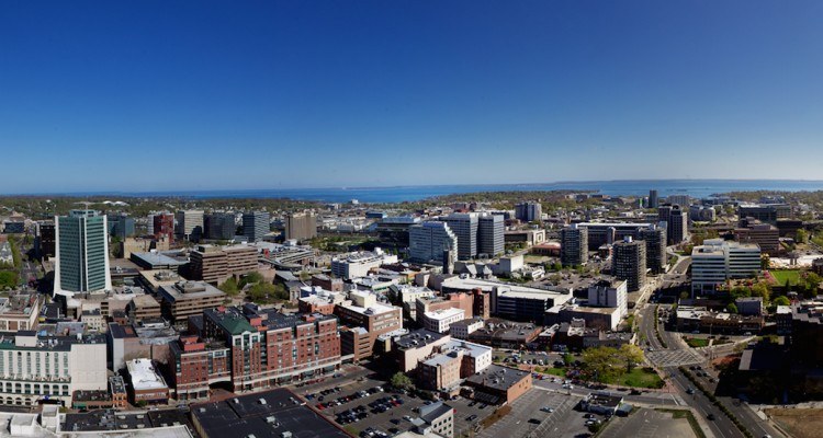 view of downtown stamford ct