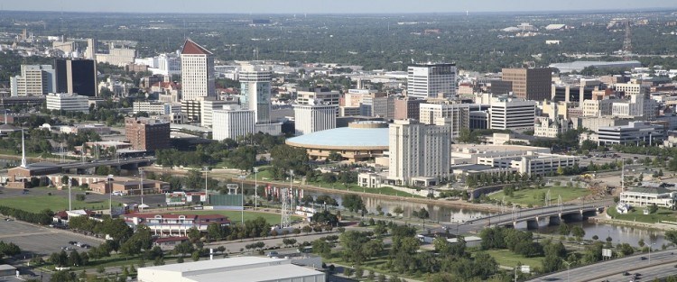 Downtown Skyline Aerial of Wichita, Kansas