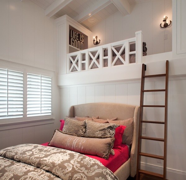 loft bed with woodwork