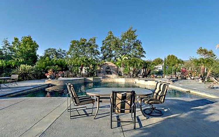 backyard sitting area by pool