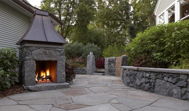 unique outdoor stone fireplace