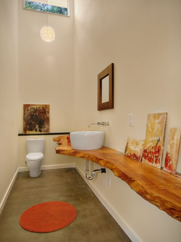 reclaimed wood bathroom countertop