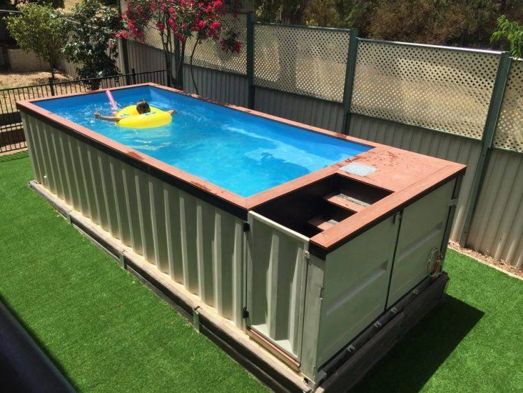 shipping container backyard swimming pool