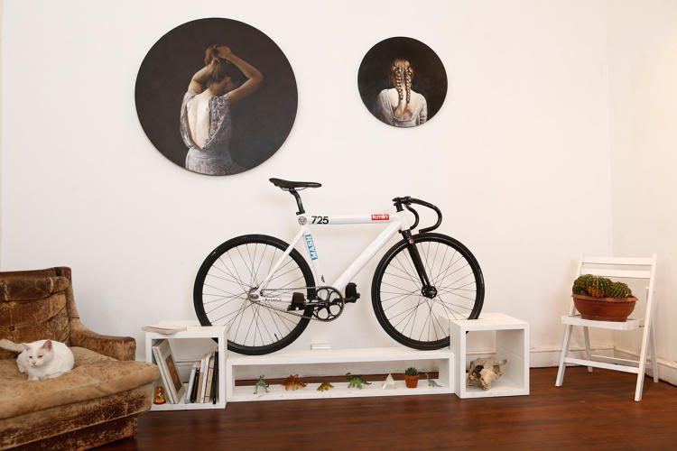 cool bookshelf/bike storage