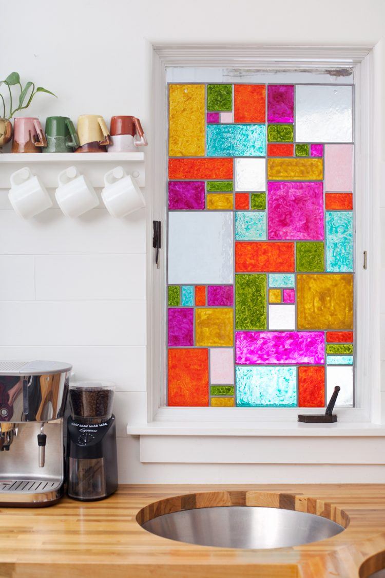 DIY faux stained glass window