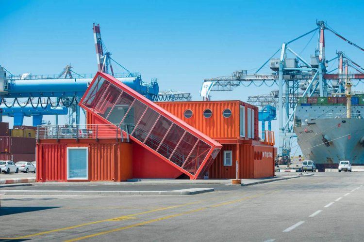 orange shipping container office