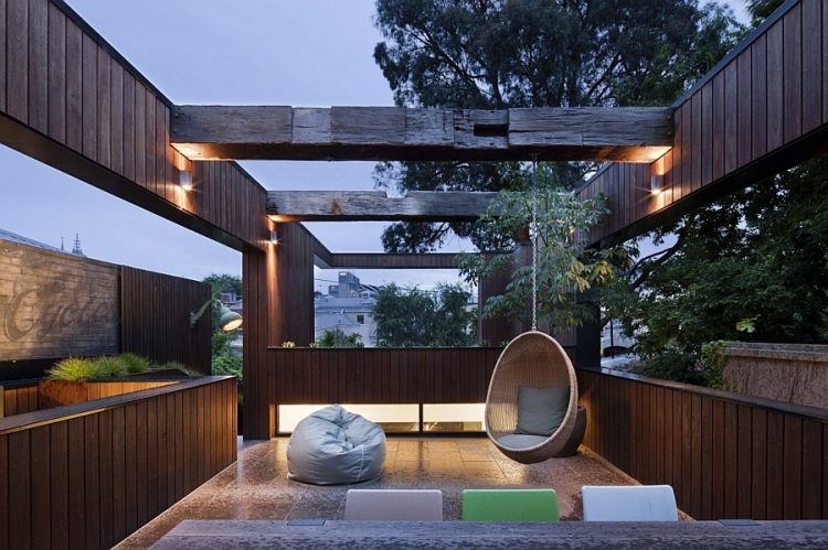 courtyard with swing chair