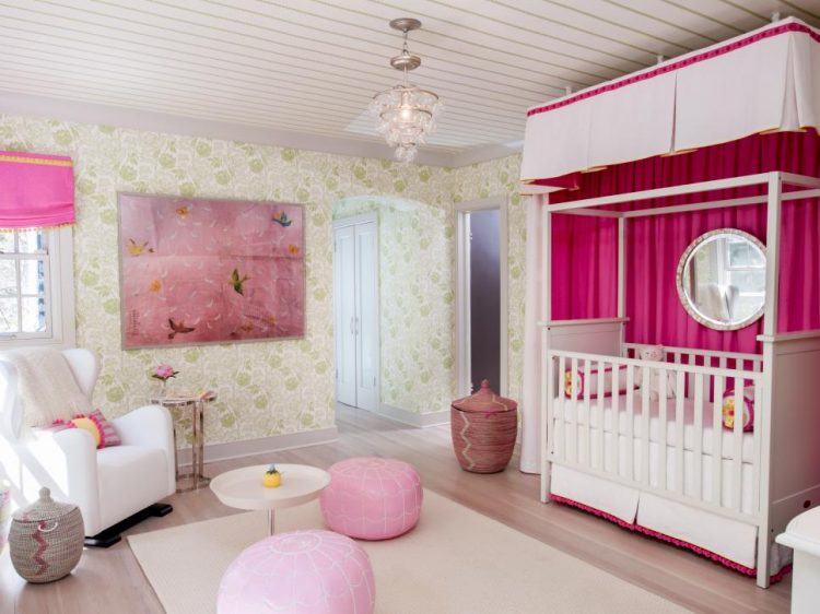 room with pop of pink pastel color