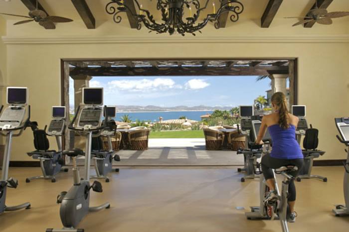 gym with ocean view