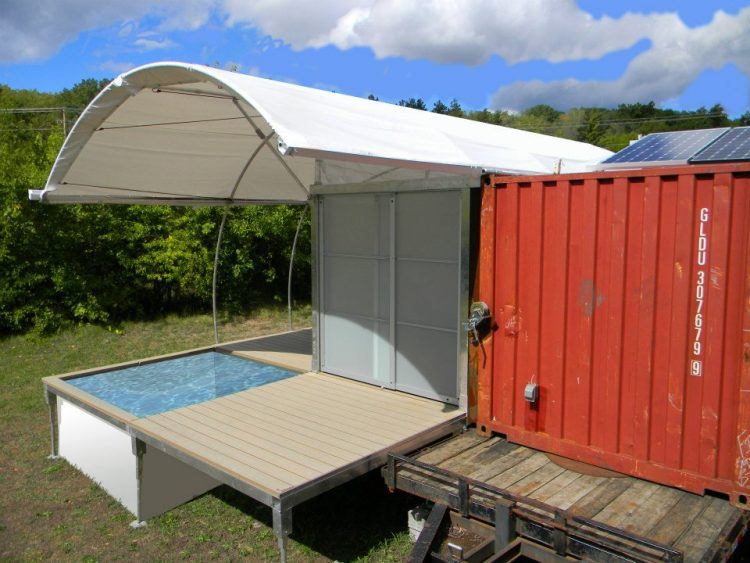 shipping container home with pool