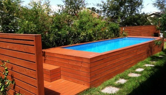 wooden shipping container pool