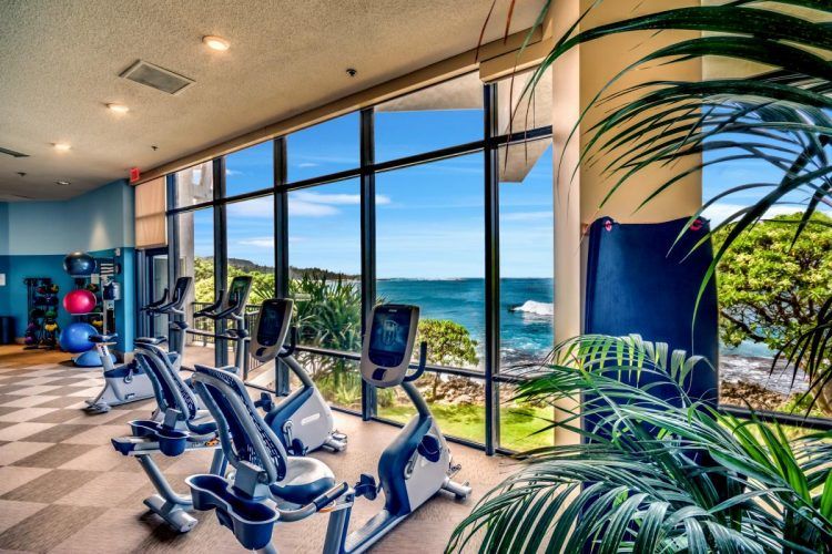 modern gym with a view