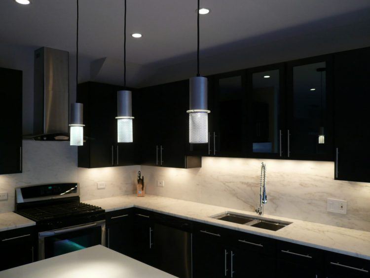 sleek black kitchen cabinets