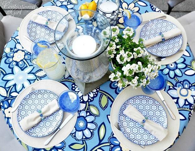 blue table setting idea for summer