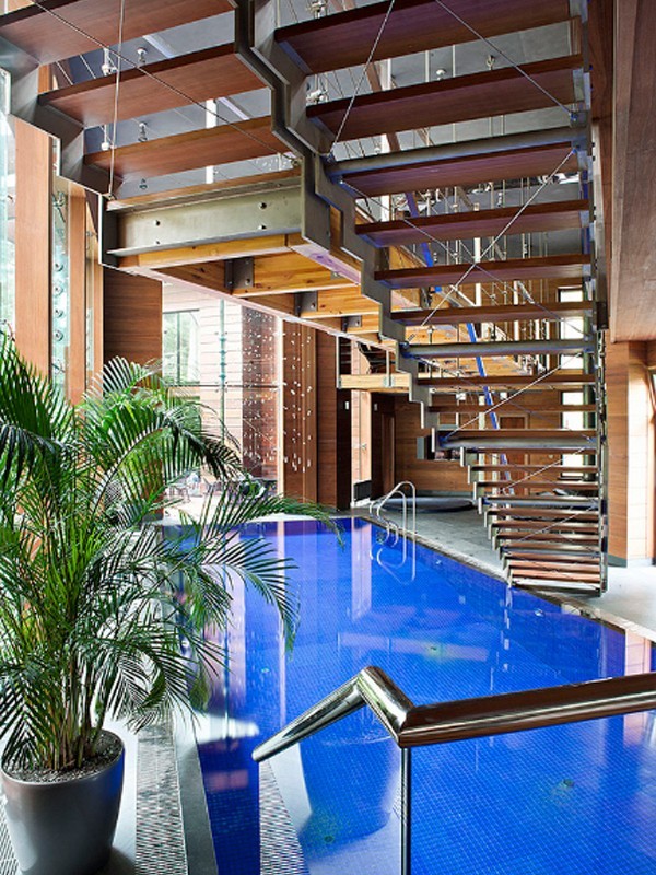 contemporary home with indoor swimming pool