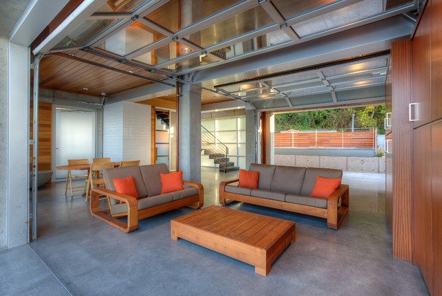 contemporary garage living room