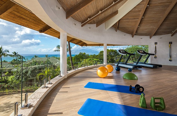 hotel fitness center with beautiful view